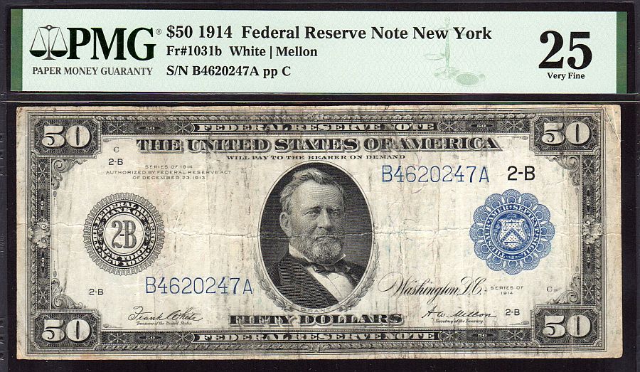 Fr.1031b, 1914 $50 New York FRN, Very Fine, PMG-25